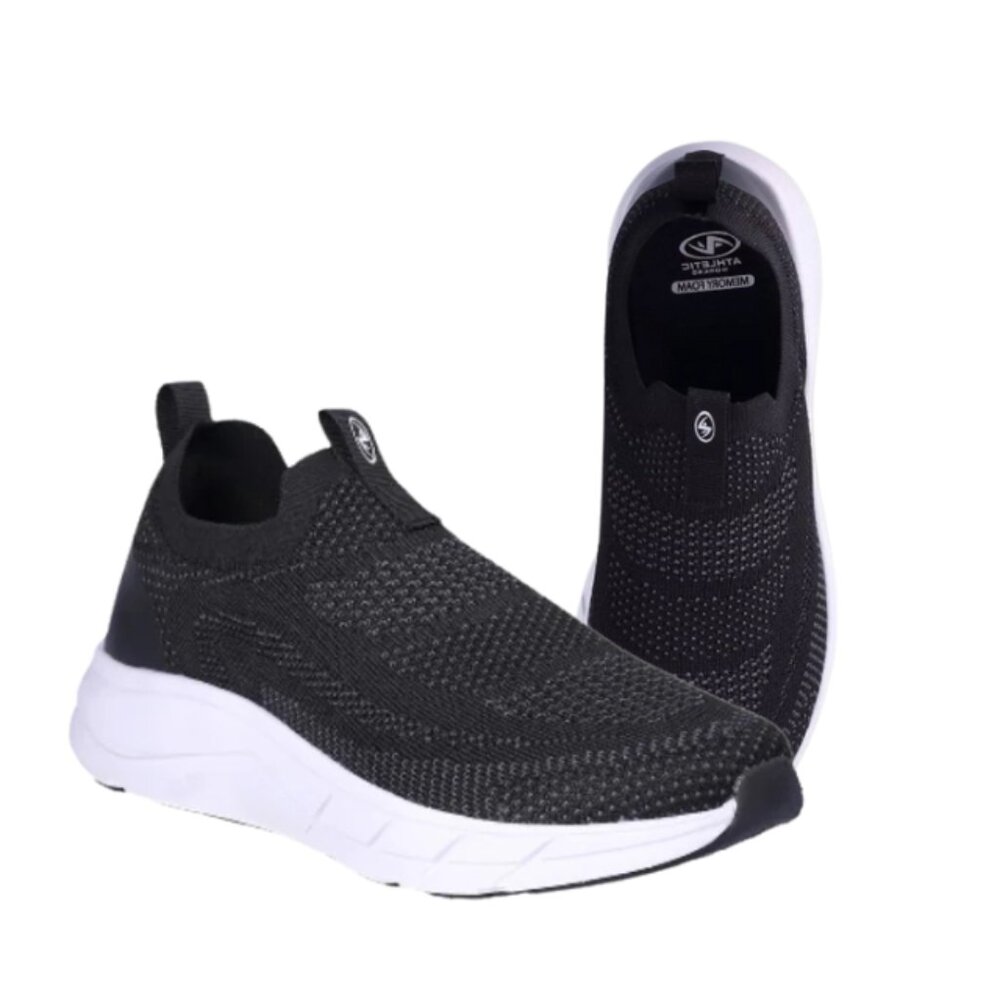 Athletic Works Men’s Black Athletic Slip-On  Memory Foam Sneaker Shoes Size 8.5